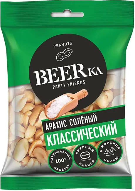 «Beerka», арахис жареный, солёный, 90 г