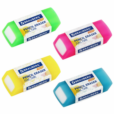 Ластик полупрозрачный BRAUBERG FRUITY 1 шт, 54х23х10 мм 271343
