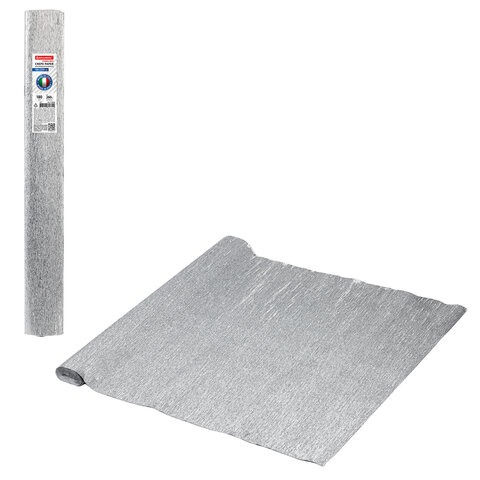 Бумага гофрированная/креповая (ИТАЛИЯ) 140 г/м2, 50х250 см, серебристая (912), BRAUBERG FIORE, 11260