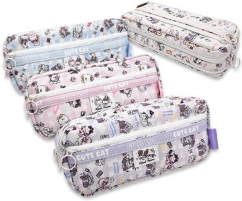 Пенал DL-456 "Животные" прямоугольный, полиэстер, 2отделения на молнии, с наружным карманом, ассорти