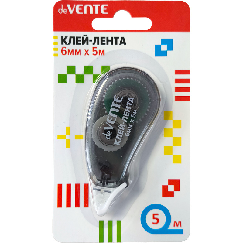 Клеящая лента "deVENTE" 6 мм x 5м, фронт.аппликат., сдвигаемый в одно касание колпачок deVENTE