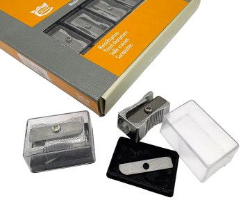 Точилка DM-336 Металлическая, 1 отделение, без накопителя, в пластиковом футляре с доп. лезвием, 2.5