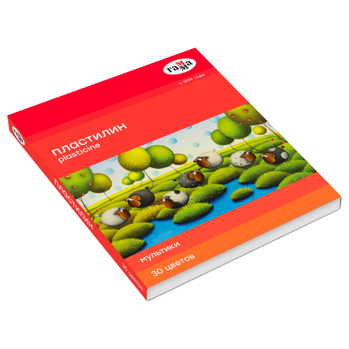 Пластилин Гамма "Мультики", 30 цветов, 600г, со стеком, картон. упаковка