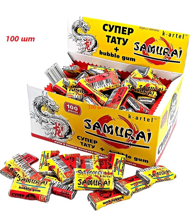 Жевательная резинка Samurai недражированная с тату с фруктовым вкусом (0a1.p00) 2,5 гр