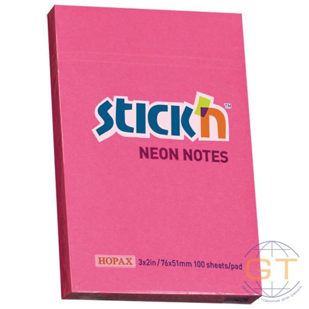Бумага с липким краем (51*76мм) 100л, малиновый, НЕОН