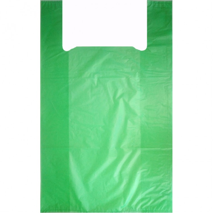 Пакет "Майка" 40+18*62 17 мкр. зелёная 100 шт. /25А