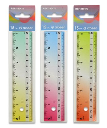 Линейка 15 см. пластиковая DM-191 "Градиент" прозрачная тонир., две шкалы