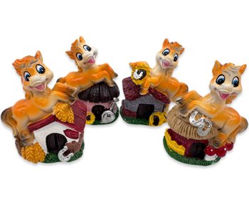 Новогодний сувенир Копилка DM-312 "Лошадь с домиком" 9,5х7х5см