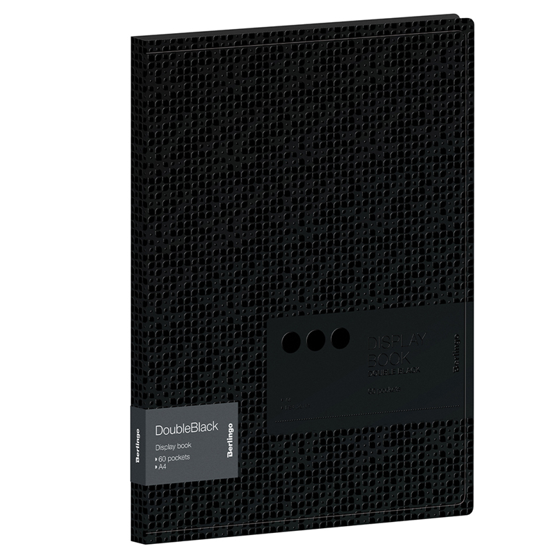 Папка с 60 вкладышами Berlingo "DoubleBlack" А4, 24мм, 600мкм, черная, с внутр. карманом, с рисунком