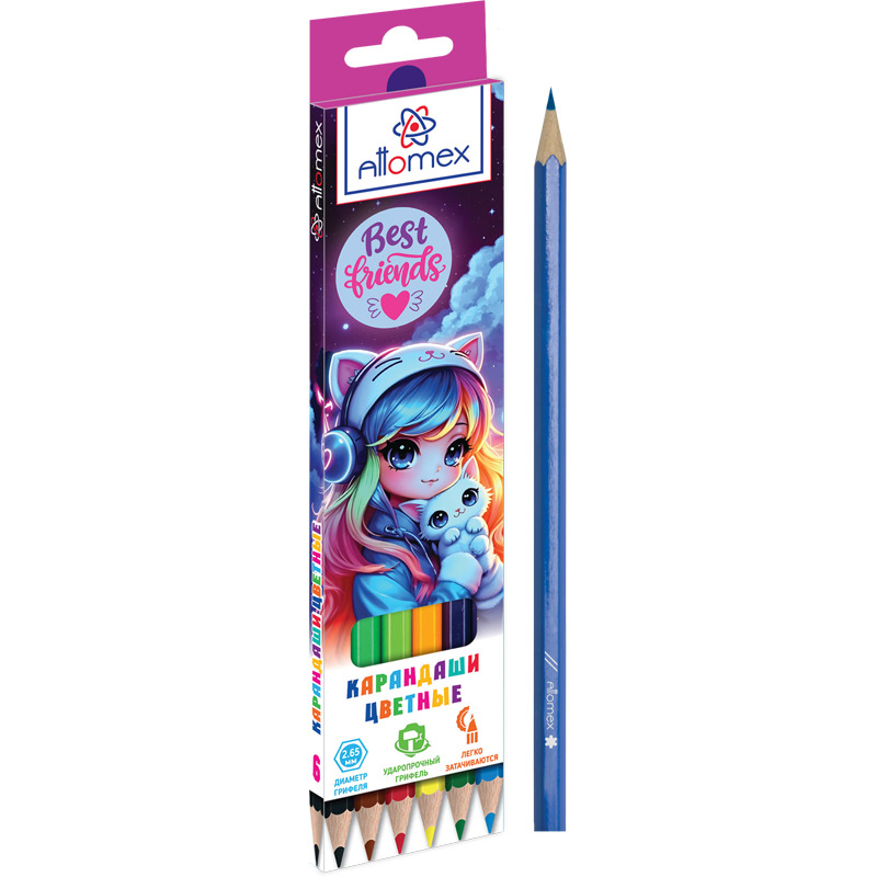 Карандаши цвет. 6цв Attomex Best Friends" М, шестигранные