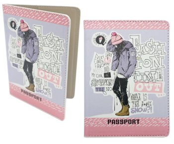 Обложка для паспорта DC-802 "Мысли" экокожа, цветная с рисунком, в ПВХ-пакете