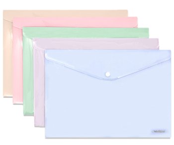 Папка с кнопкой А-4 DM-222 "Пастель" 33,3х23,2см, пластик, ассорти (10/250/500)