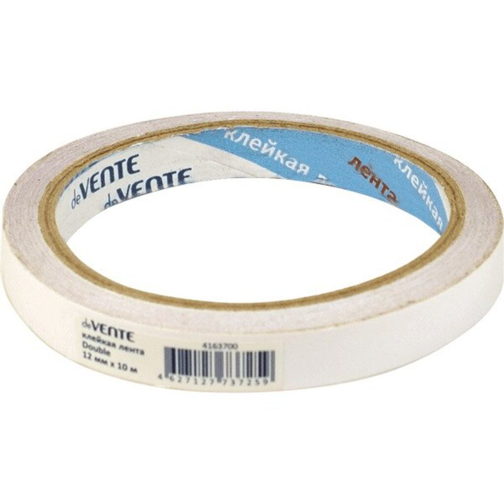 Скотч 2 сторон. 12мм*10м 90мкм полипропилен