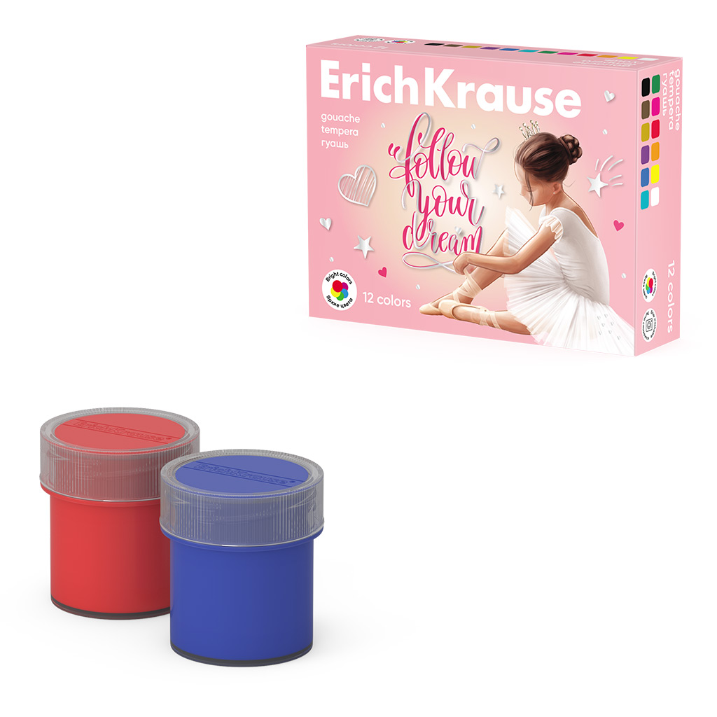Гуашь 12цв 240мл Erich Krause Pointes, 206048