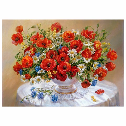 Картина по номерам 40х50 см, ОСТРОВ СОКРОВИЩ "Маки", на подрамнике, акрил, кисти