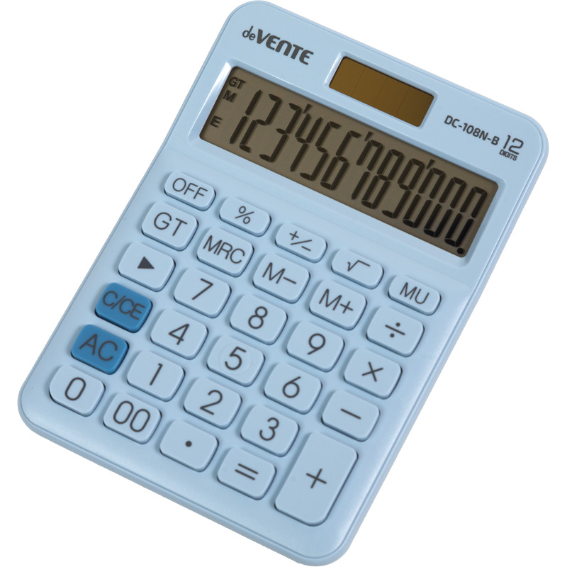 Калькулятор 12 разр. deVENTE" настольный, пастельный голубой DC-108N-B deVENTE
