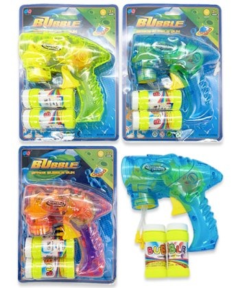 Мыльные пузыри игрушки DJ-195 "Пистолет" 2х50мл,  пластик,15х15х5см, со световым элементом, ассорти,