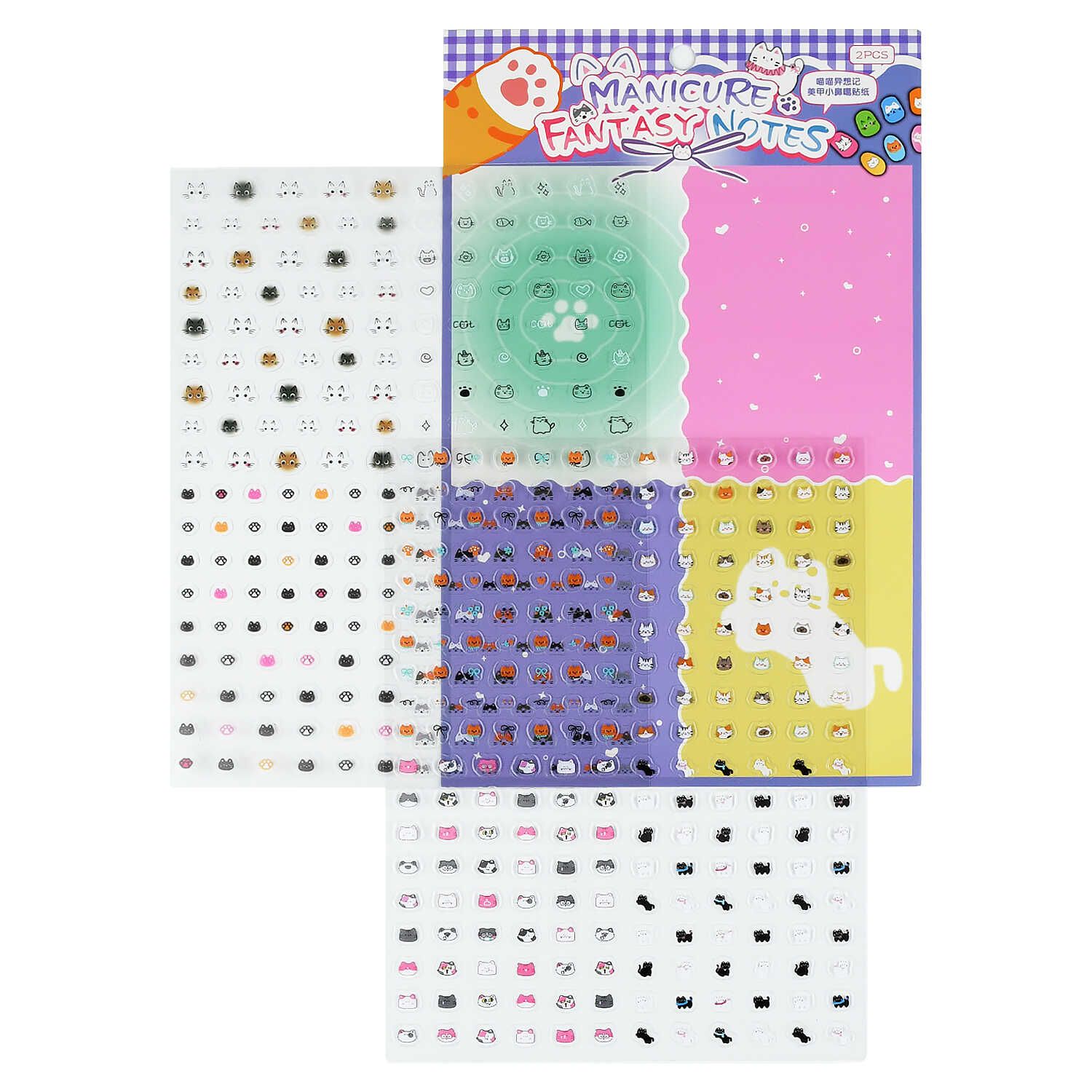 Наклейки на ногти 15*20см 2л. "Кошачьи мечты. Фиолетовый" 480+ наклеек Феникс+