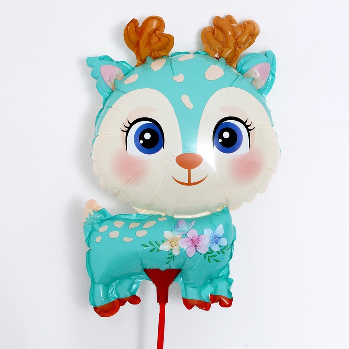 Воздушный шар фольгированный 15" «Оленёнок», фигура, с палочкой