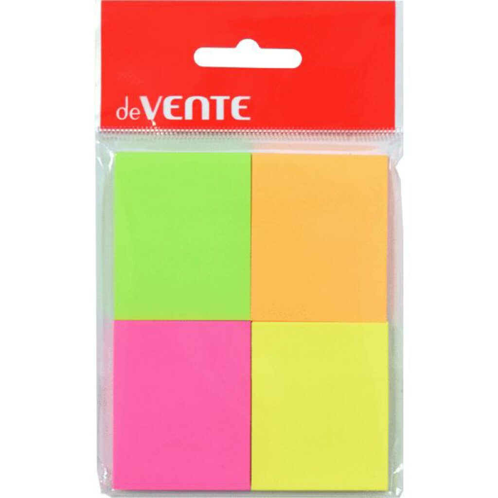 Бумага с липким краем (40*50мм) 50л *4 неоновых цвета deVENTE