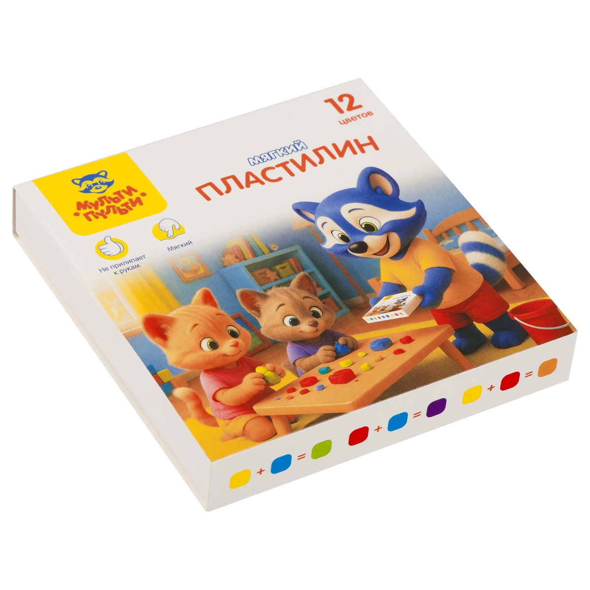 Пластилин Мульти-Пульти "Енот и друзья", 12 цветов, 120г, картон