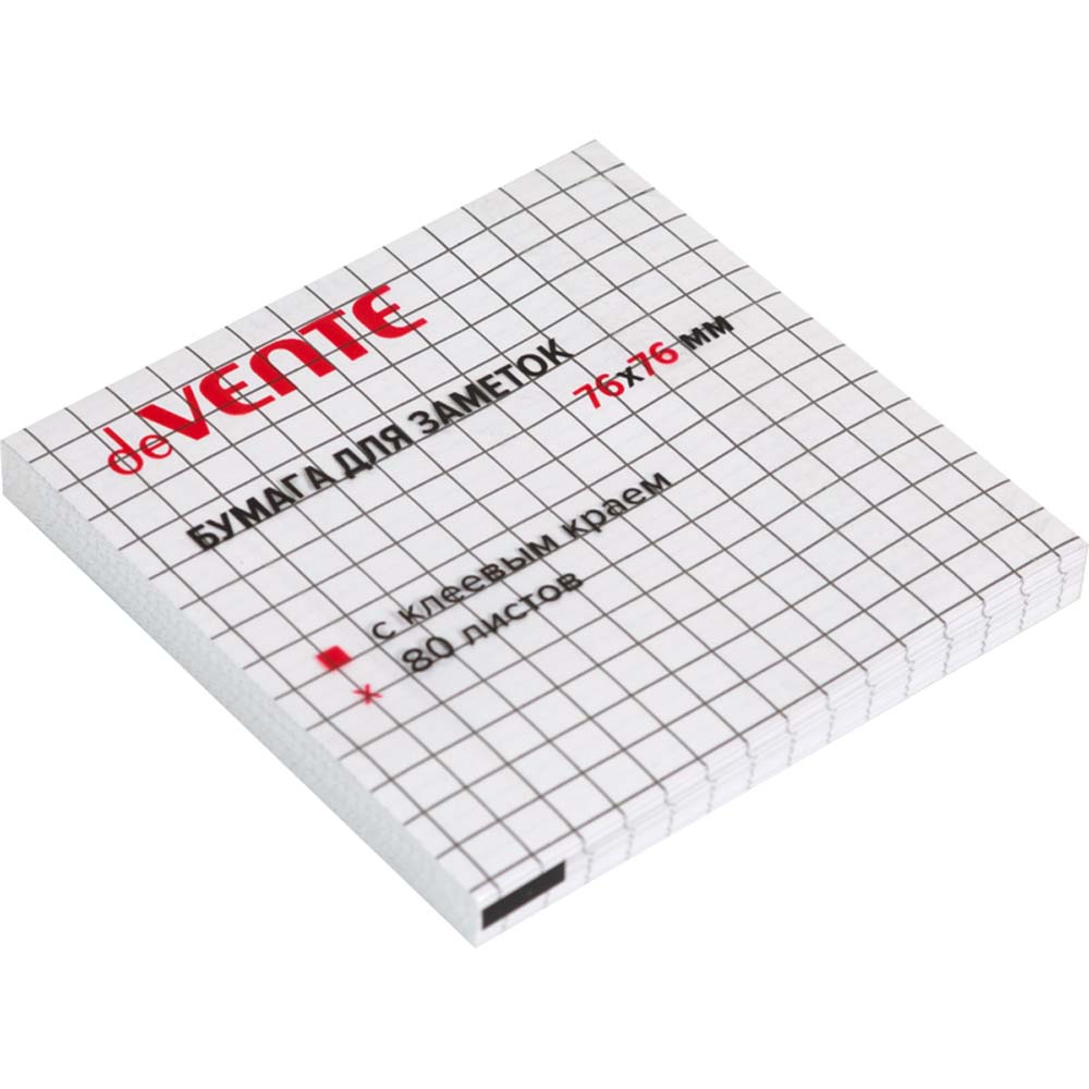 Бумага с липким краем (76*76мм) 80л, белая в КЛЕТКУ deVENTE 233586