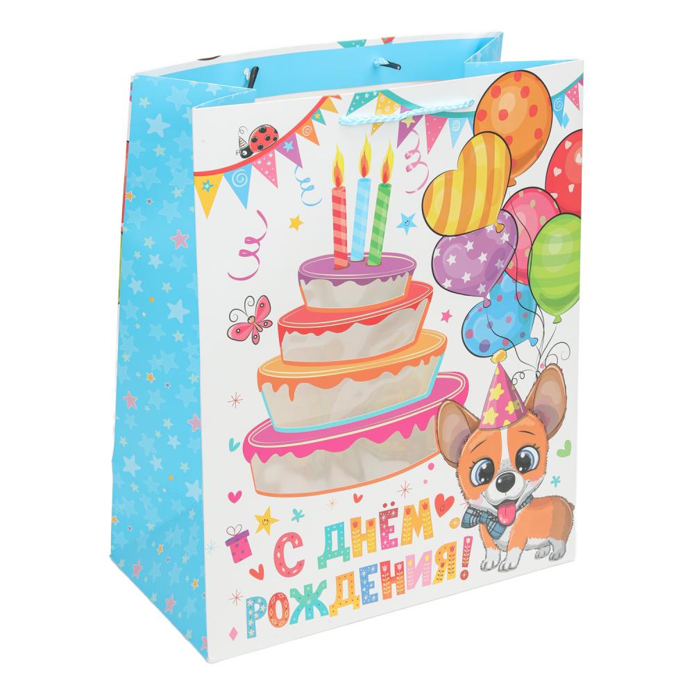 Пакет подарочный с окошком,корги,l,190 гр/м2 ЧУДО ПРАЗДНИК