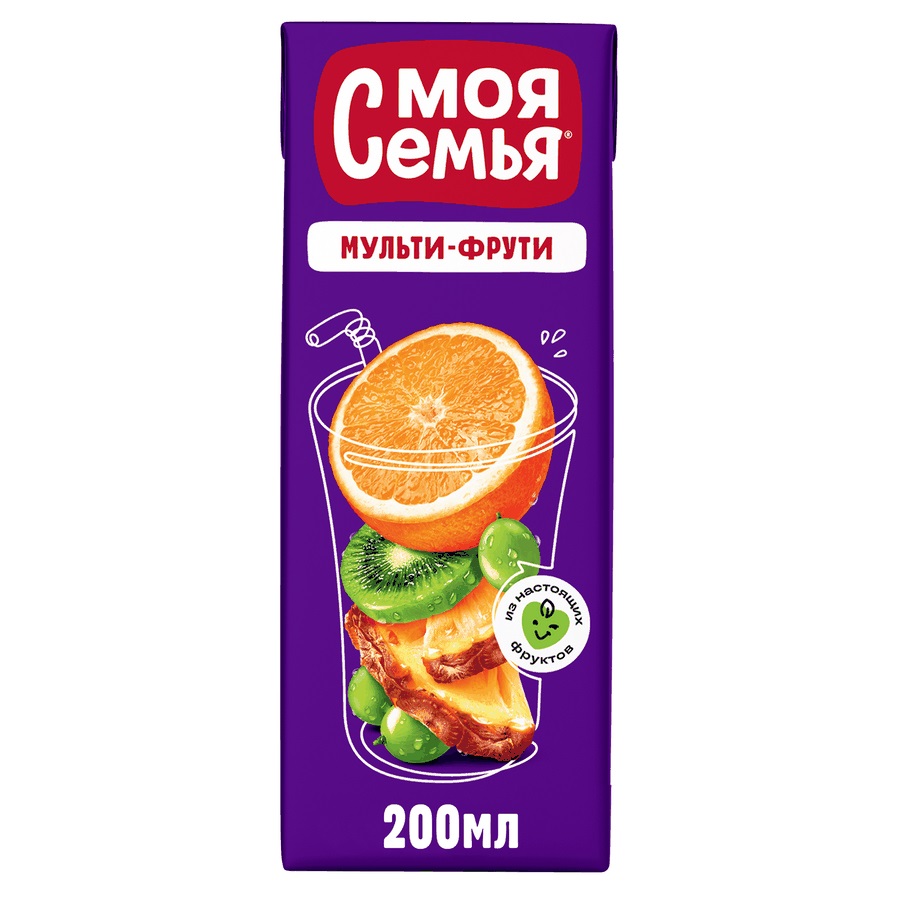Напиток сокосодержащий МОЯ СЕМЬЯ Мульти-Фрути, 0.2L