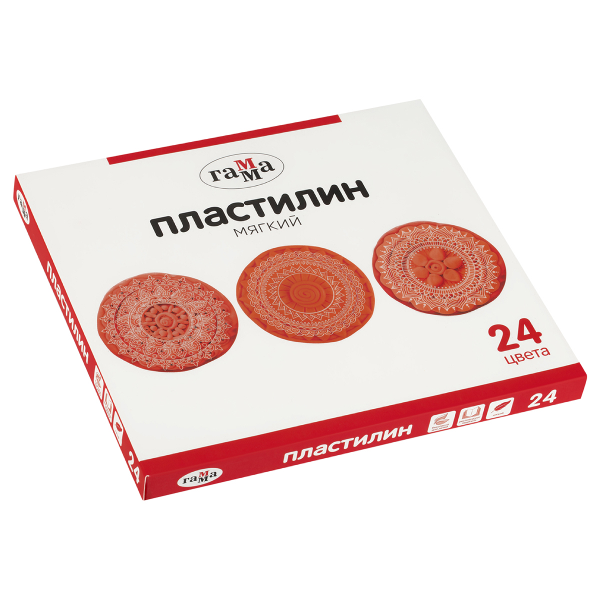 Пластилин Гамма, 24 цвета, 480г, со стеком, картон. упаковка (осн 371194)