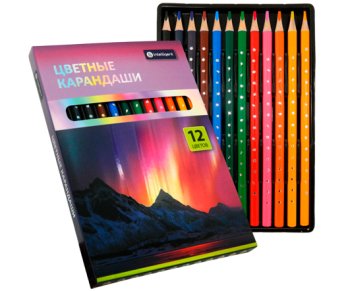 Карандаши 12 цв. INTELLIGENT DN-7900 Трехгранные, деревянные, заточенные, в к/к (1/60/240)
