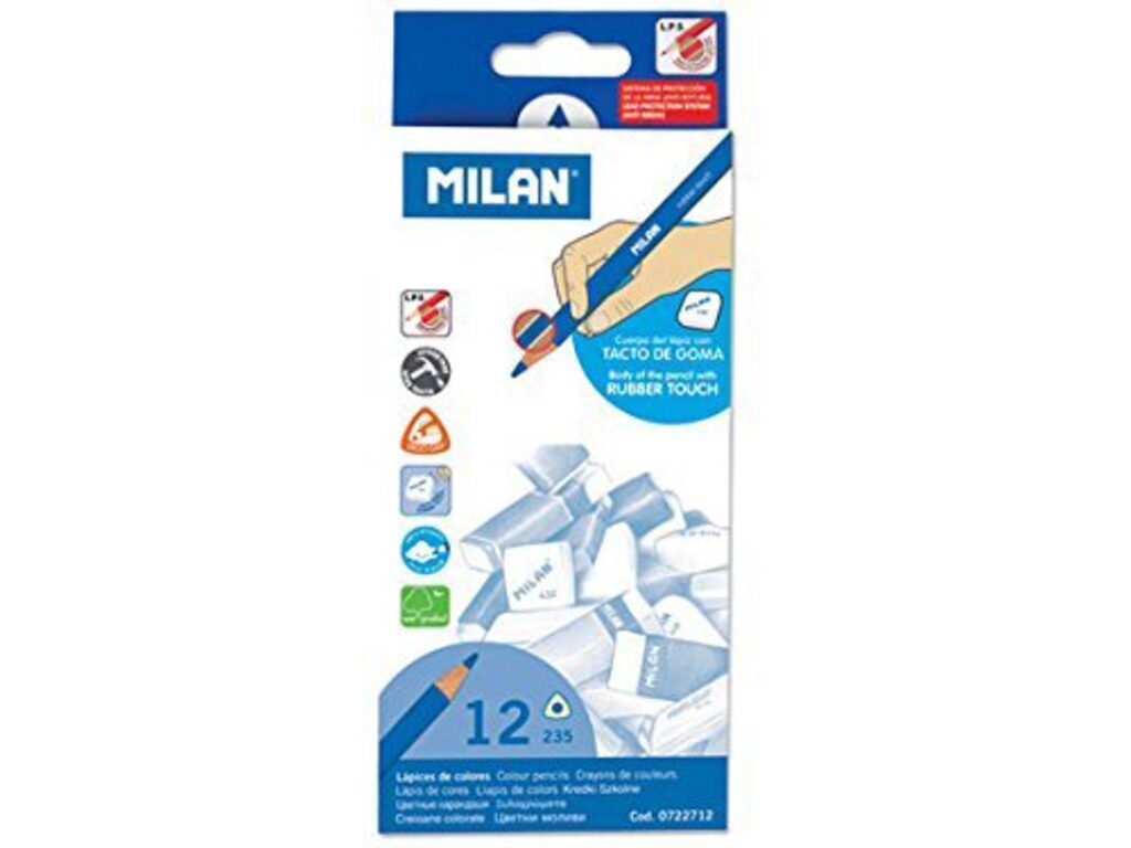 Карандаши цвет. 12цв Milan 235 Rubber Touch, трехгр., карт.уп.