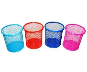 Стакан для канцелярских мелочей DM-257/DK-293 металл кругл сетка цв. асс. 10*9 см