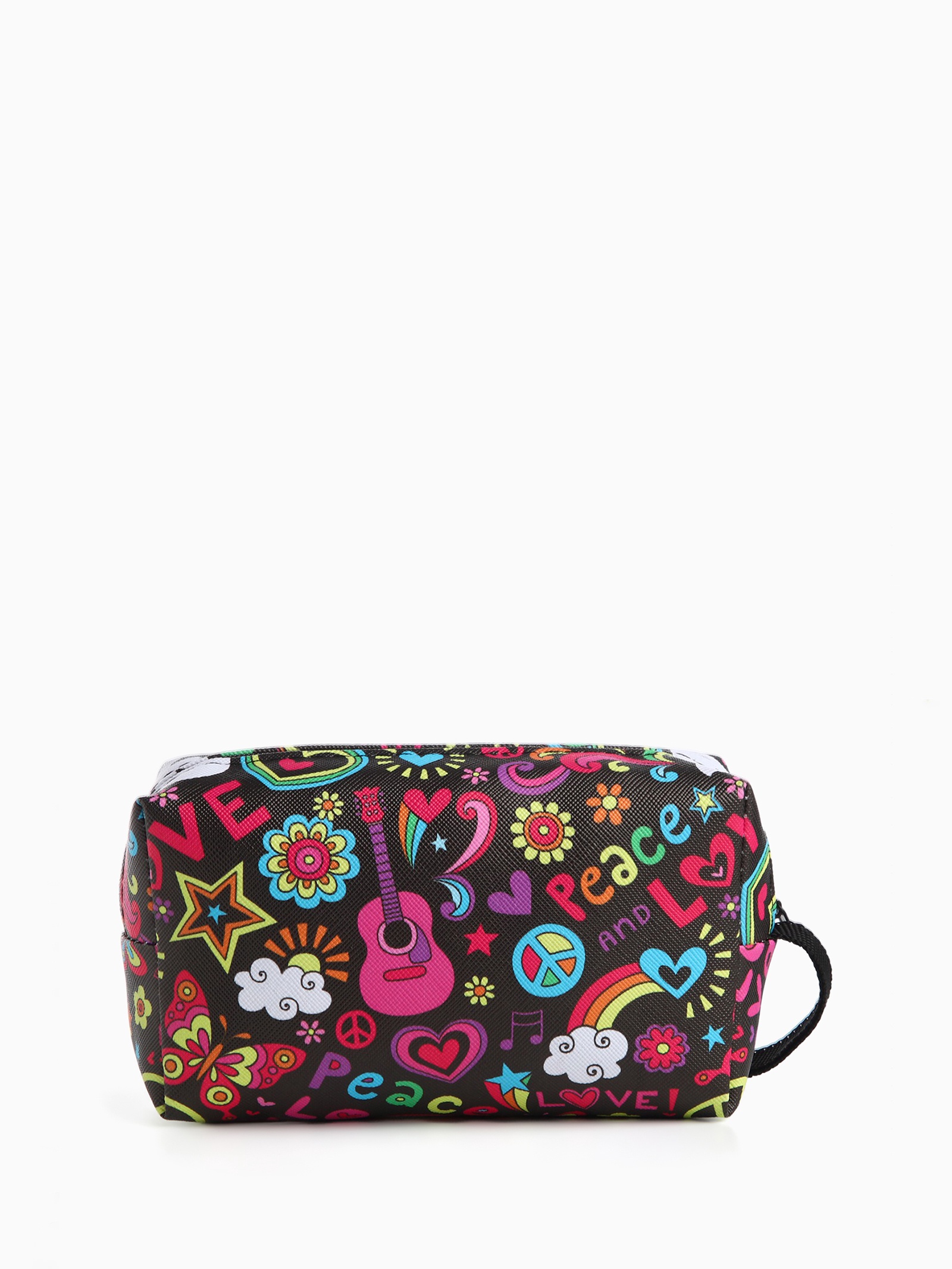 Косметичка-футляр женская с ручкой, объёмная, маленькая, для косметики, лекарств, прокладок, чёрная