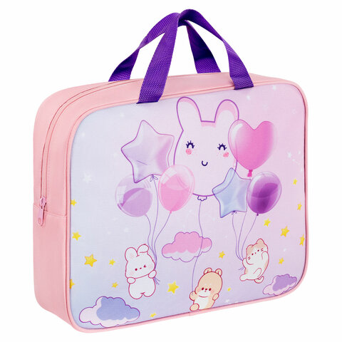 Папка на молнии с ручками BRAUBERG KIDS А4, 1 отделение, полиэстер, 80 мм, "Dreamy clouds"