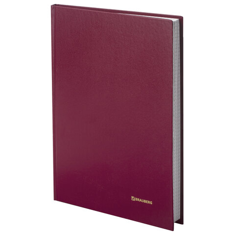 Книга учета 96 л., клетка, твердая, бумвинил, блок офсет, А4 200х290 мм,бордовая