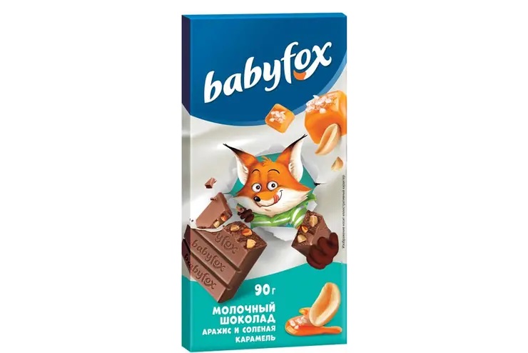 «BabyFox», молочный шоколад с арахисом и солёной карамелью, 90 г