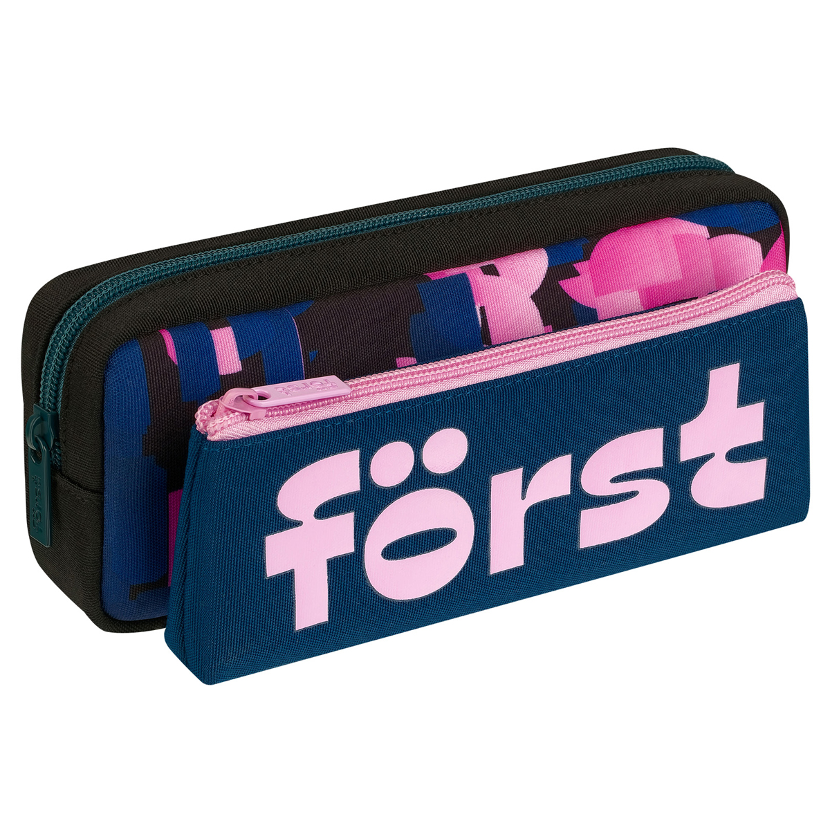 Пенал мягкий 2 в 1, 1 отделение, 205*80*40 Först "Vibe", съемная косметичка на липучке (осн 366537)