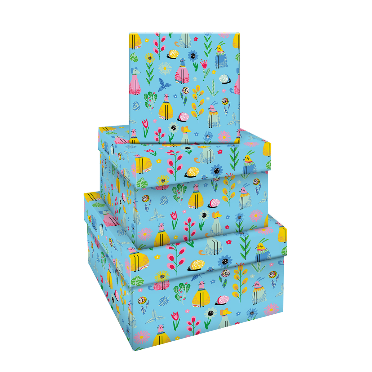 Квадратная коробка, MESHU "Милые зверята", 15,5*15,5*9
