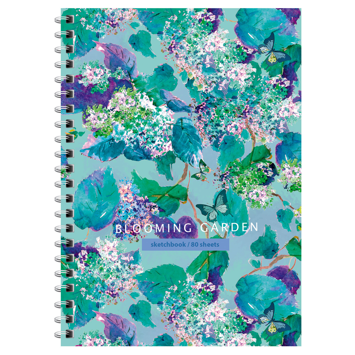 Скетчбук 80л., А5 BG "Цветение", на гребне, матовая ламинация, выб. лак, 120г/м2