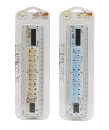 Линейка 20 см. пластиковая DM-159 с калькулятором 8-разрядным и часами, пластик, ассорти