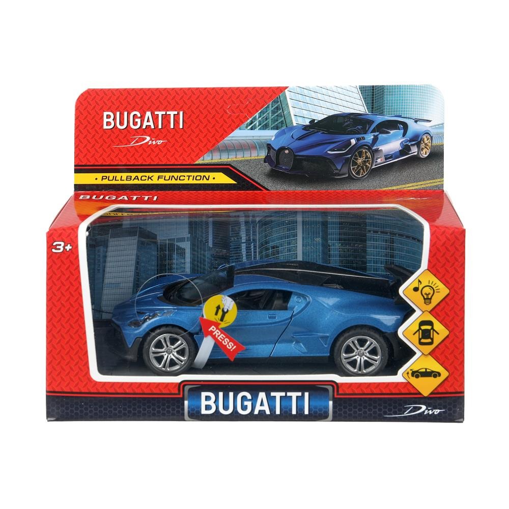 Модель металл свет-звук bugatti divo 14,9 см, двери, инерция, спойлер Технопарк в кор.2*48шт