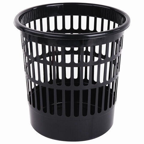 Корзина для бумаг STAFF "Basic" сетчатая, 9,5 л, черная, 237915