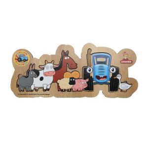 Игрушка деревянная рамка-вкладыш СИНИЙ ТРАКТОР 23*10 см