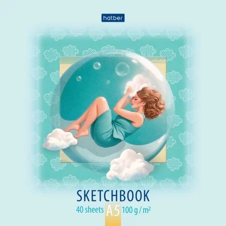 Скетчбук А5 40л., скоба, 100гр/м2 "Весь ее Мир" Hatber