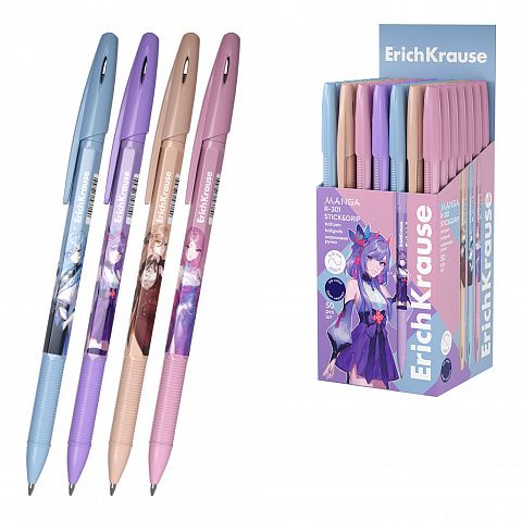 Ручка шар. ЕК R-301 Stick&Grip Manga синяя, 0,7мм
