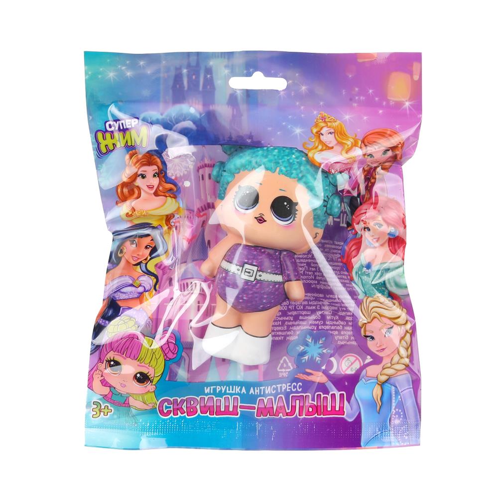 Игрушка - антистресс сквиш малыш, девочка с голубыми волосами, флоупак Супер Жим в кор.6*12шт