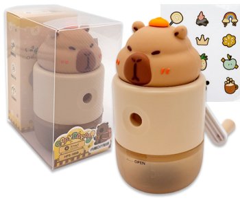 Точилка механическая DL-42 "Капибара" 6х6х11см, пластик/резина, 1режим, с накопителем, коричневая, в