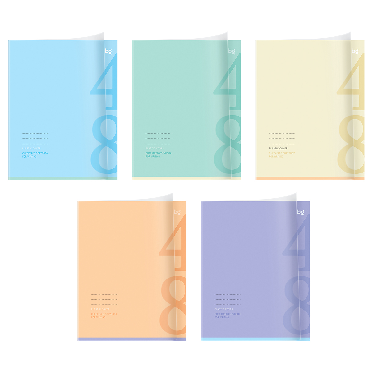 Тетрадь 48л., А5, клетка BG "Delicate colors", пластиковая обложка