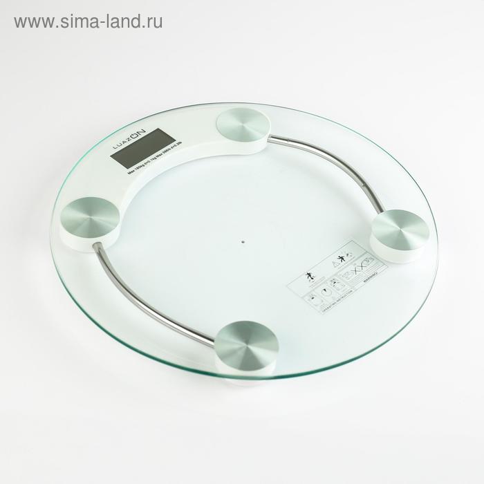 Весы напольные Luazon LVE-001, электронные, до 180 кг, 1хCR2032, стекло, белые 2580568