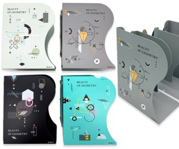Подставка для книг - держатель на полку DJ-278/DE-220 "Геометрия" металл, 19х15см, с рисунком